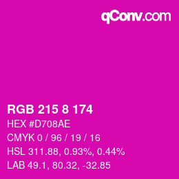 Color code: RGB 215 8 174 | qconv.com