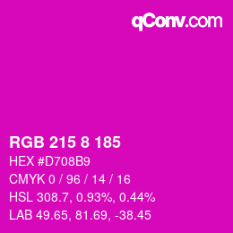 Color code: RGB 215 8 185 | qconv.com