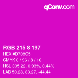 カラーコード: RGB 215 8 197 | qconv.com