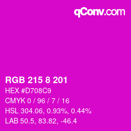 Color code: RGB 215 8 201 | qconv.com