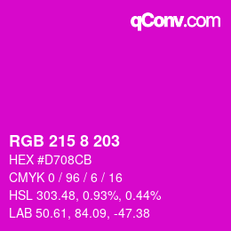 Color code: RGB 215 8 203 | qconv.com