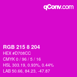 Color code: RGB 215 8 204 | qconv.com