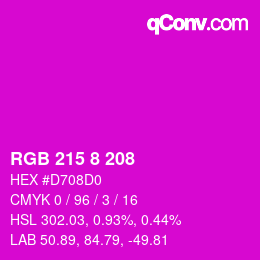 カラーコード: RGB 215 8 208 | qconv.com