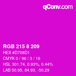 カラーコード: RGB 215 8 209 | qconv.com