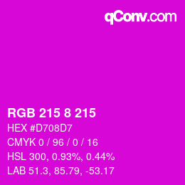 Color code: RGB 215 8 215 | qconv.com