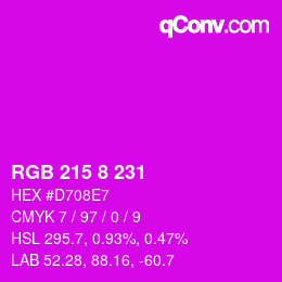 カラーコード: RGB 215 8 231 | qconv.com
