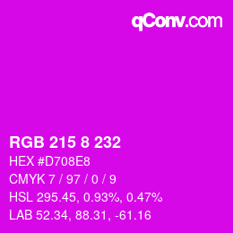 Color code: RGB 215 8 232 | qconv.com