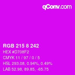 Color code: RGB 215 8 242 | qconv.com