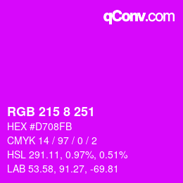 Color code: RGB 215 8 251 | qconv.com