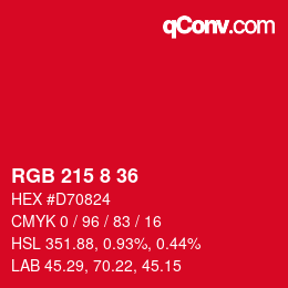 Color code: RGB 215 8 36 | qconv.com