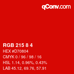 Color code: RGB 215 8 4 | qconv.com