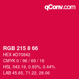 Color code: RGB 215 8 66 | qconv.com