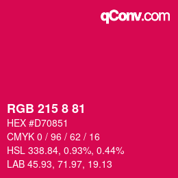 Color code: RGB 215 8 81 | qconv.com
