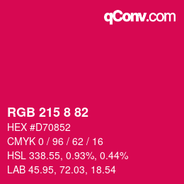Color code: RGB 215 8 82 | qconv.com
