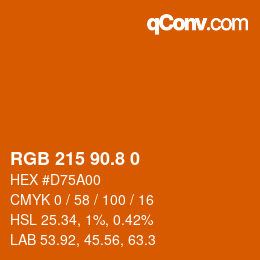 カラーコード: RGB 215 90.8 0 | qconv.com