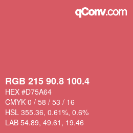 カラーコード: RGB 215 90.8 100.4 | qconv.com