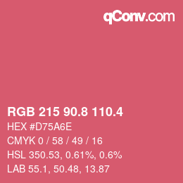 カラーコード: RGB 215 90.8 110.4 | qconv.com