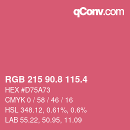 カラーコード: RGB 215 90.8 115.4 | qconv.com