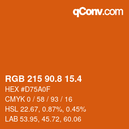 カラーコード: RGB 215 90.8 15.4 | qconv.com