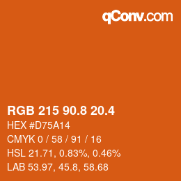 カラーコード: RGB 215 90.8 20.4 | qconv.com