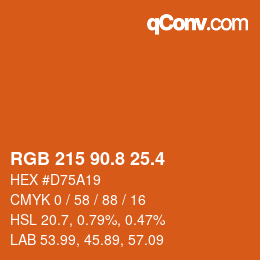 カラーコード: RGB 215 90.8 25.4 | qconv.com