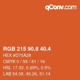 カラーコード: RGB 215 90.8 40.4 | qconv.com