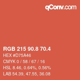 カラーコード: RGB 215 90.8 70.4 | qconv.com