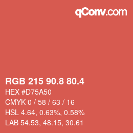 カラーコード: RGB 215 90.8 80.4 | qconv.com