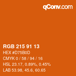 カラーコード: RGB 215 91 13 | qconv.com