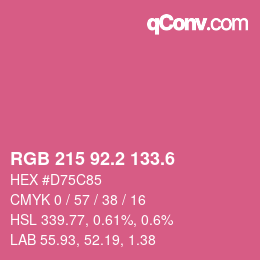 カラーコード: RGB 215 92.2 133.6 | qconv.com