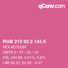 カラーコード: RGB 215 92.2 143.6 | qconv.com