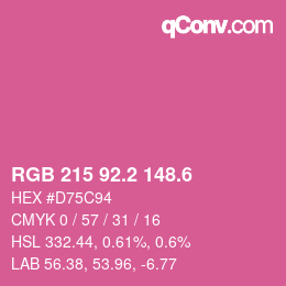 カラーコード: RGB 215 92.2 148.6 | qconv.com