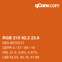 カラーコード: RGB 215 92.2 23.6 | qconv.com