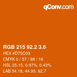 カラーコード: RGB 215 92.2 3.6 | qconv.com