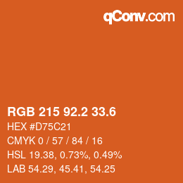 カラーコード: RGB 215 92.2 33.6 | qconv.com