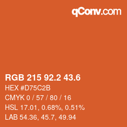 カラーコード: RGB 215 92.2 43.6 | qconv.com