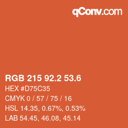 カラーコード: RGB 215 92.2 53.6 | qconv.com