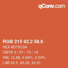 カラーコード: RGB 215 92.2 58.6 | qconv.com