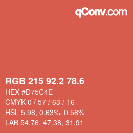 カラーコード: RGB 215 92.2 78.6 | qconv.com