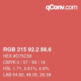 カラーコード: RGB 215 92.2 88.6 | qconv.com