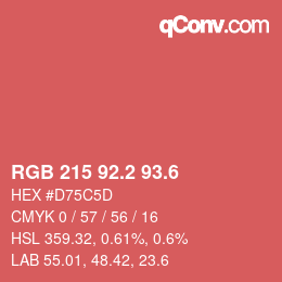 カラーコード: RGB 215 92.2 93.6 | qconv.com