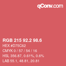 カラーコード: RGB 215 92.2 98.6 | qconv.com