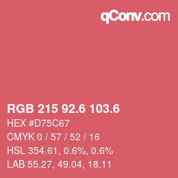 カラーコード: RGB 215 92.6 103.6 | qconv.com