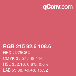 カラーコード: RGB 215 92.6 108.6 | qconv.com