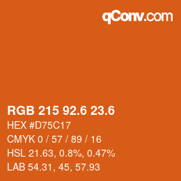 カラーコード: RGB 215 92.6 23.6 | qconv.com