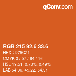 カラーコード: RGB 215 92.6 33.6 | qconv.com