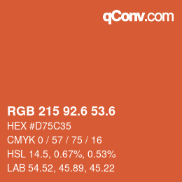 カラーコード: RGB 215 92.6 53.6 | qconv.com