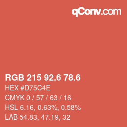 カラーコード: RGB 215 92.6 78.6 | qconv.com