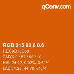 カラーコード: RGB 215 92.6 8.6 | qconv.com
