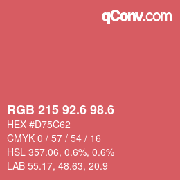 カラーコード: RGB 215 92.6 98.6 | qconv.com
